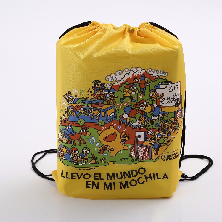 Full color imprint polyester drawstring bag