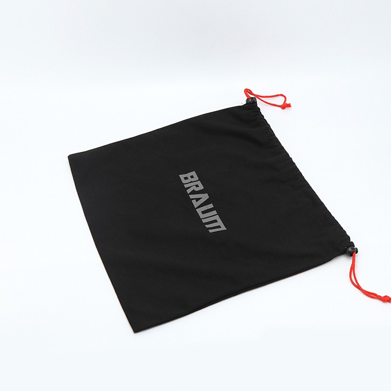 Promotional 220gsm black soft twill cotton drawstring shoe bag