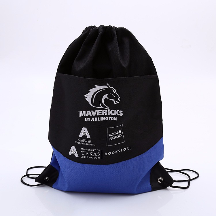 Custom color matching printed polyester drawstring gym bag