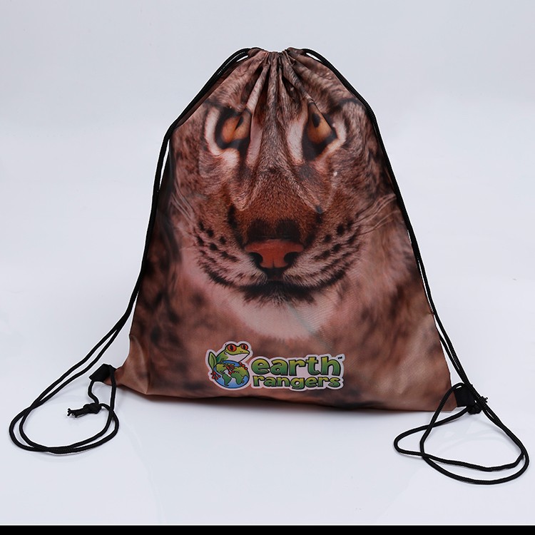 Full color sublimation printed polyester drawstring bag