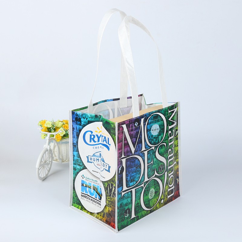  full color imprint glossy finished laminated non woven bag