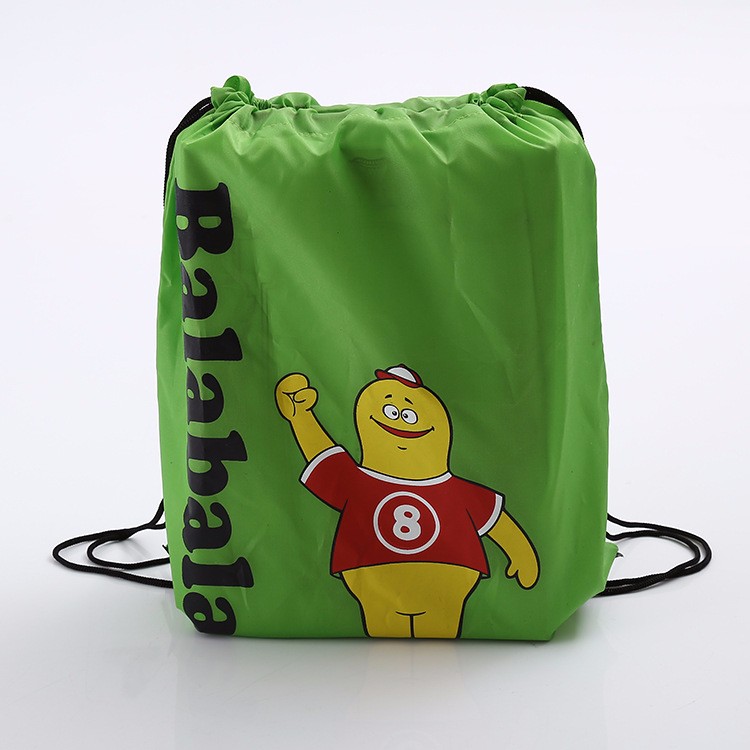 Cute cartoon image printed polyester drawstring bag